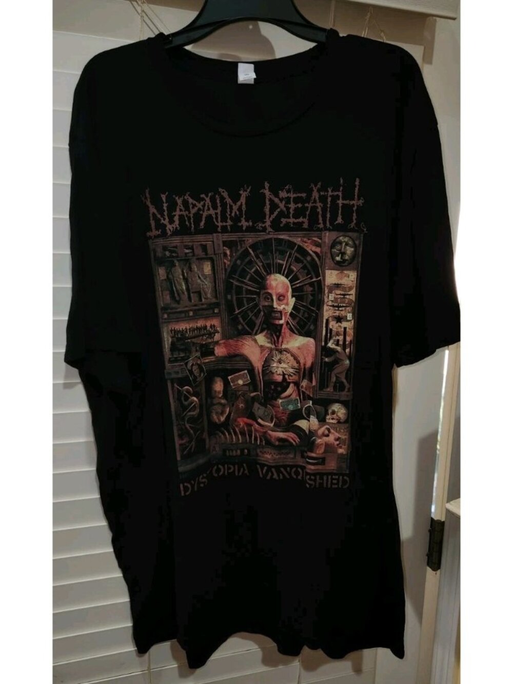 NAPALM DEATH Baltimore Tour Shirt 2XL Black 2-Sided DYSTOPIA VANQUISHED